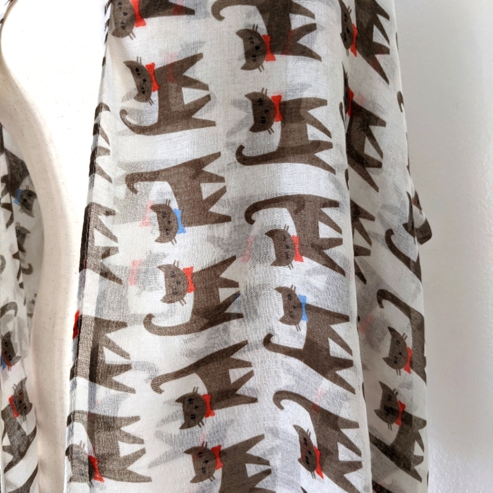 Cat Print Lightweight Shawl